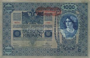 1902. 1000K mindkét oldal német "Deutschösterreich" felülnyomással (10x) T:II,III