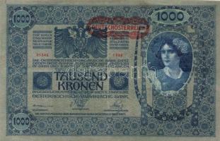 1902. 1000K mindkét oldal német "Deutschösterreich" felülnyomással (10x) T:II,III