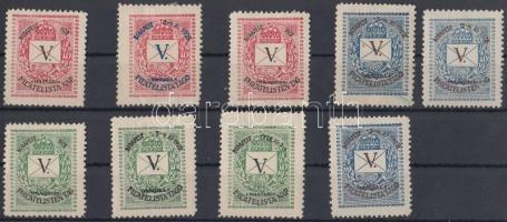 1928 V. Magyar Filatelista Nap 9 klf levélzáró