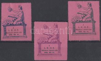 1930 VI. Lehe söröző- bőröző 3 db levélzáró