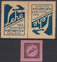 1932 Lehe II. Repülőnap fordított pár + 1 önálló levélzáró