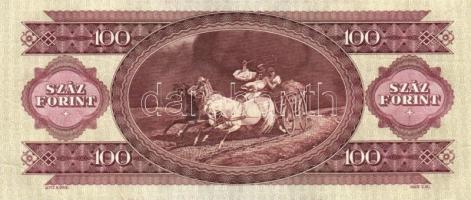1984. 100Ft (3x) egymás utáni sorszámmal, nyomdai papírránccal T:I