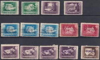 1954-1955 Gyűjtsd a vasat, fémet, papírt 14 db levélzáró felülnyomottakkal