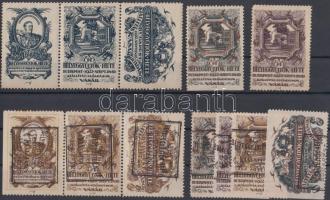 1922 Bélyeggyűjtők hete összefüggő 2 sor + 6 db önállóan, közte 7 db alkalmi bélyegzett