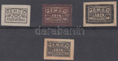1914 MÁMOSZ 4 db tagdíjbélyeg