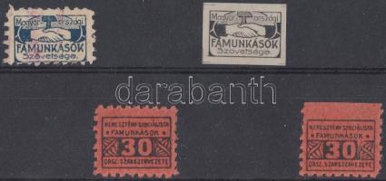 Magyarországi Famunkások Szövetsége 4 db tagdíjbélyeg