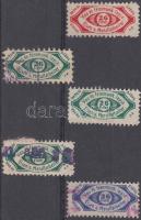 Vasipari gép- és segédmunkások "Vasas ne hagyd magad!" körbefutó felirattal 5 db segélybélyeg