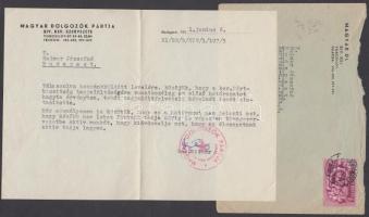1951 Az MDP XIV. kerületi szervezetének levele tagfelvételi kérelem elutasításáról