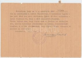 1953 A Medve utcai Fővárosi Általános Fiúiskola igazgatójának levele egy tanuló szüleihez a fiú által a szociális vagyonban okozott kár megtérítéséről