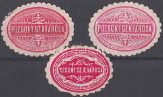 Pozsony Szab. Kir. Város 3 db klf pecsétbélyeg