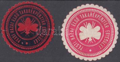 Pesti Hazai Első Takarékpénztár Egyesület 2 db pecsétbélyeg