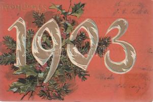 1903 New Year, floral Emb. (EK)