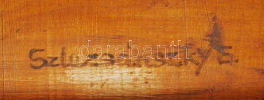 Szlazsánszky  jelzéssel: Fekvő női akt. Olaj, farost, sérült antik keretben 77×68 cm