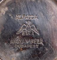 cca 1930 Ángyán József Budapest, alpakka fodrászkellék, hintőporszóró / 
Alpacca hair dresser's...