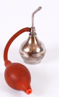 cca 1940 Alpakka fodrászkellék: parfümszóró /  Vintage nickel silver parfume bottle, hairdresser's tool, 14cm