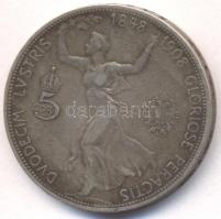 Ausztria 1908. 5K Ag "Jubileum" T:3 Austria 1908. 5 Corona Ag "Jubilee" C:F