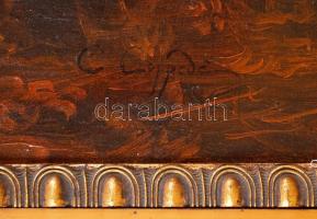 Coppedé Carlo (1868-1952): Alvó Vénusz. Olaj, vászon, jelzett, sérült, antik jó keretben, 70×100 cm