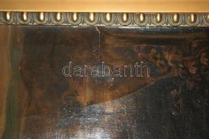 Coppedé Carlo (1868-1952): Alvó Vénusz. Olaj, vászon, jelzett, sérült, antik jó keretben, 70×100 cm