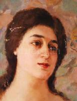 Jávor Pál (1880-1923): Sárgaruhás ifjú hölgy. Olaj, vászon, jelzett, sérült antik keretben, 103×72 c...