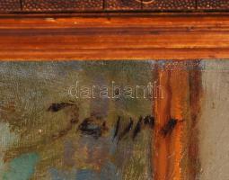 Jávor Pál (1880-1923): Sárgaruhás ifjú hölgy. Olaj, vászon, jelzett, sérült antik keretben, 103×72 c...