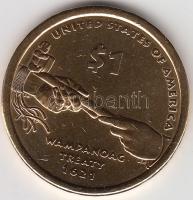 Amerikai Egyesült Államok 2011. 1$ Wampanoag Egyezmény aranyozott T:1 USA 2011. 1 Dollar Wampanoag Treaty gilt C:UNC