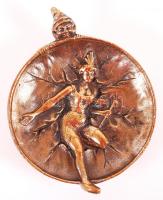 Bronz hamutál pikáns dekorációval /  Bronze ashtray with piquant decoration, 13cm