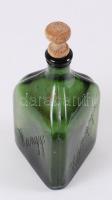 "Hangya", régi, háromszögletű, zöld üvegpalack dugóval / 
Vintage glass bottle, 17cm