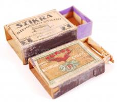 cca 1930 Magyar Általános Gyufaipari R.T., 2db, "Szikra" és "Turul" gyufásdoboz