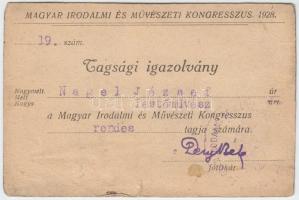 Magyar Irodalmi s Mávészeti Kongresszus tagségi igazolvány