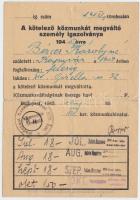 1945 Kötelező közmunkát megváltó igazolvány