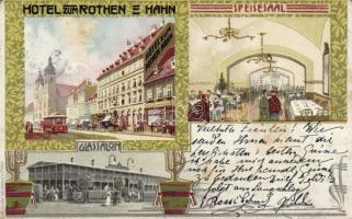 Vienna Hotel zum Rothen Hahn, Speisesaal, Glassalon, litho (EB)