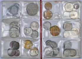 ~100db vegyes fémpénz műbőr éremtartó berakóban T:vegyes ~100pcs of mixed metal coins in collectors album C:mixed