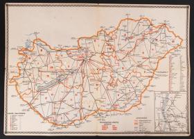 cca 1950 A MÁV Magyarország áttekintő vasúti térképe, rajta a mozgópostákkal /  cca 1950 railroad map with the moving-posts 42x60 cm