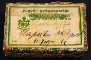 cca 1930 Kígyó gyógyszertár gyógyszeres skatulya / madicine box