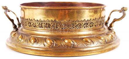 cca 1900 Két részes, asztali, fazéktartó réz edény /  Two-part brass bowl stand, d: 21cm / 28cm