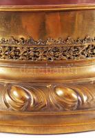 cca 1900 Két részes, asztali, fazéktartó réz edény / 
Two-part brass bowl stand, d: 21cm / 28cm