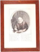 Rembrandt van Rijn (1606-1669): Jan Cornelius Sylvius. Rézkarc reprodukció, üvegezett keretben 42×33 cm