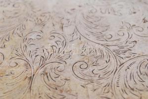 Cavalier, jelzett, ezüstözött, vésett fém tál / 
Cavalier silver plated metal tray with carved flora...