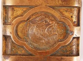 Régi jelzett réz lakat, 10×6 cm