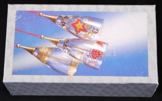 Festett Rosenthal üvegcsengő eredeti dobozában / 
Rosenthal glass bell in original package, 12cm