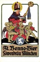 St. Benno Bier, Löwenbräu München, beer advertisement s: Otto Obermeier