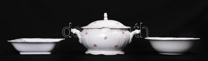 Háború előtti majdnem nagy Zsolnay porcelán készlet leveses, pecsenyés és süteményes tálak 8-8 db la...