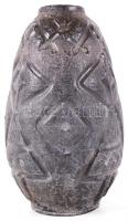 cca 1970 Fekete kerámia váza / Black clay vase, 30cm