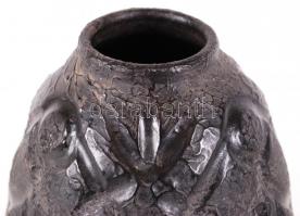 cca 1970 Fekete kerámia váza / 
Black clay vase, 30cm