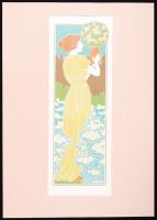 Maurice Pillard Verneuil (1869–1942): Szecessziós illusztráció. Színezett litográfia, papí...