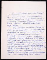 1969 Kisfaludy Stróbl Zsigmond szobrászművész 2 oldalas kézzel írt levele, melyben felajánlja az őszirózsás forradalom idején készült katona szobrát