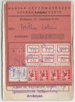 1950 Magyar Képzőművészek Szabad Szakszervezete Bartha István festőművész igazolványa