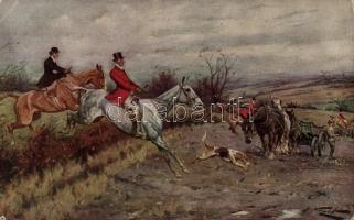 Hunting, artist signed (EK)