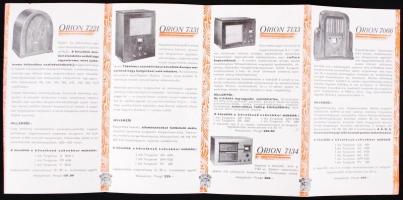 cca 1930 Radio-Orion - Berger Vilmos elektrotechnikai Vállalata, Hódmezővásárhely. Kihajtható reklám...