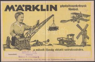 cca 1930 Märklin gépépitőszekrények. Kihajtható prospektus